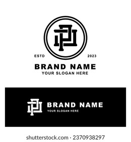 Monogram letter JP or PJ with interlock style good for brand, clothing, apparel, streetwear, baseball, basketball, football and etc