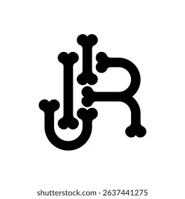 Monogram Letter JR with Bones Logo Design
