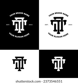 Monogram letter JT or TJ with interlock style good for brand, clothing, apparel, streetwear, baseball, basketball, football and etc