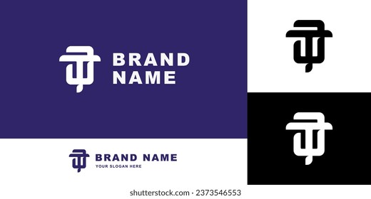 Monogram letter JT or TJ with interlock style good for brand, clothing, apparel, streetwear, baseball, basketball, football and etc