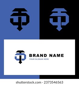 Monogram letter JT or TJ with interlock style good for brand, clothing, apparel, streetwear, baseball, basketball, football and etc