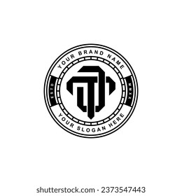 Letra monograma JT o TJ con estilo de intercalación, diseño de insignias para marca, ropa, ropa, ropa de calle, béisbol, baloncesto, fútbol, etc