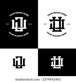 Letra monograma JU o UJ con estilo de enclavamiento bueno para marca, ropa, ropa, ropa de calle, béisbol, baloncesto, fútbol, etc