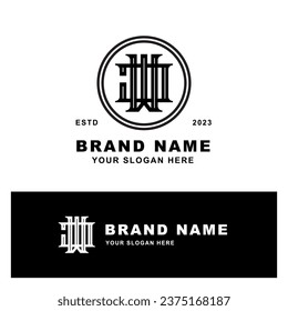 Letra monograma JW o WJ con estilo de interconexión buena para marca, ropa, ropa, ropa, calle, béisbol, baloncesto, fútbol, etc