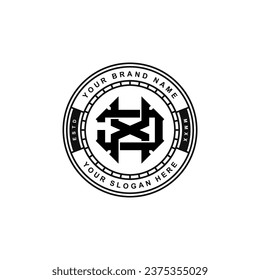 Letra monograma JX o XJ con estilo de intercalación, diseño de insignias para marca, ropa, ropa, ropa de calle, béisbol, baloncesto, fútbol, etc