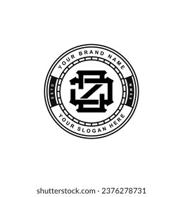 Monogram Letter JZ oder ZJ mit Interlock-Stil, Baddesign für Marke, Kleidung, Kleidung, Straßenbekleidung, Baseball, Basketball, Fußball usw.