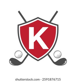 Monogram Letter K Golf Club Logo Design, League and Golfing Symbol Vector Template