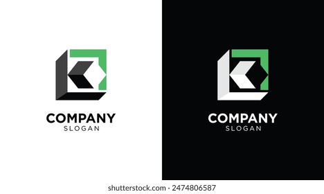 Monogram letter K logo. K box square vector icon