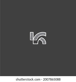 logotipo de letra de monograma k con línea blanca y mezcla gris