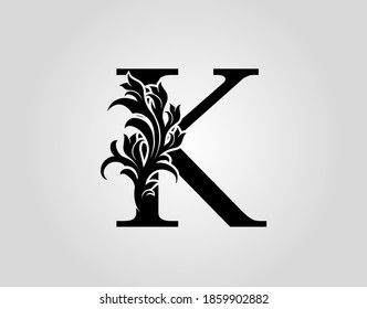 Monogram Letter K Luxury Logo Icon, Vintage Deco K Letter Vector Design.