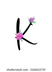 Monogram Letter K with Pretty clover flowers