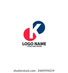 monogram letter K uppercase with circle vector logo design