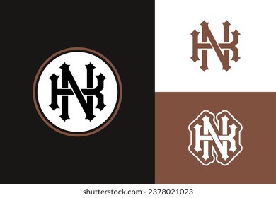 Monogram letter KN or NK with interlock, vintage, classic style good for brand, clothing, apparel, streetwear, baseball, basketball, football and etc