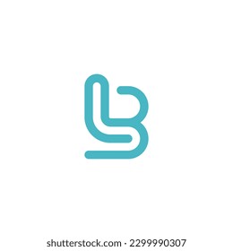 Diseño del logotipo de la letra monográfica L B con colores azules divertidos