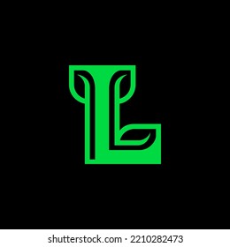 The monogram is the letter L and leave. Elegant and outline.
