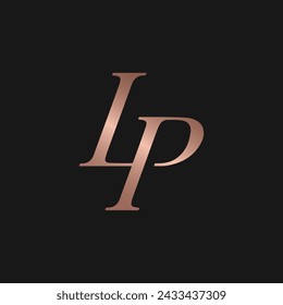 Monogram letter L and P in copper color