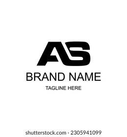 Monogram Letter AS Logo Design. Black and White Logo. Usable for Business Logos. Flat Vector Logo Design Template