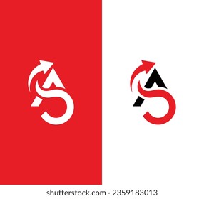 Monogram Letter AS Logo Design. Black and White Logo. Usable for Business Logos. Flat Vector Logo Design Template