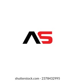 Diseño del logotipo AS de la letra monograma. Logo en blanco y negro. Usable para logotipos de empresas. Plantilla de diseño de logotipos de vectores planos