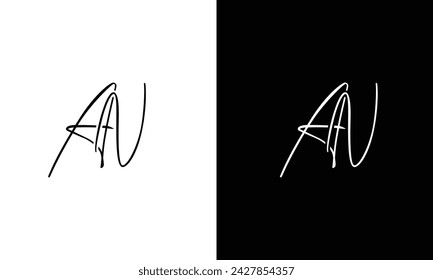 Monogram Letter AN Logo Design. Black and White Logo. Usable for Business Logos. Flat Vector Logo Design Template