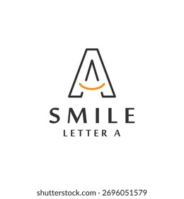 Monogram letter A logo design white smile concept