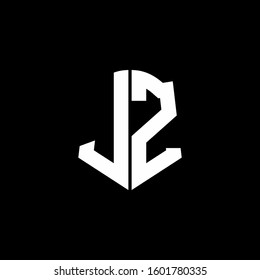 monogram letter logo ribbon with shield style isolated on black background