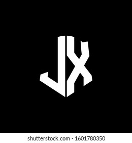 monogram letter logo ribbon with shield style isolated on black background