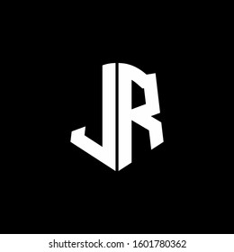 monogram letter logo ribbon with shield style isolated on black background