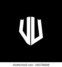 monogram letter logo ribbon with shield style isolated on black background