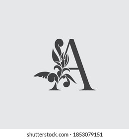 Monogram Letter A Luxury Logo Icon, Vintage  Deco A Letter Gold Color Design