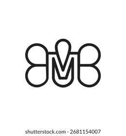 Monogramm des Buchstaben M und Ballon. Abstrakt, konturiert und elegant.
