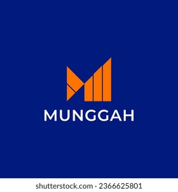 letra monográfica M y logotipo de construcción