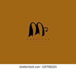 Monogram Letter M Elegant Unique Beauty Logo Design