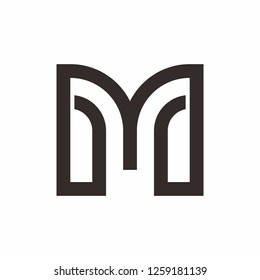 Monogram Letter M Geometric Square Business Company Vector Logo Design