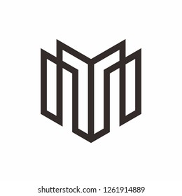 Monogram Letter M Geometric Square Business Company Vector Logo Design