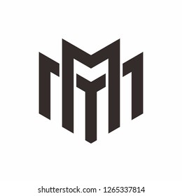 Monogram Letter M Geometric Square Business Company Vector Logo Design