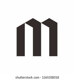 Monogram Letter M Geometric Square Business Company Vector Logo Design