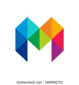 Monogram Letter M Geometric Square Business Company Vector Logo Design
