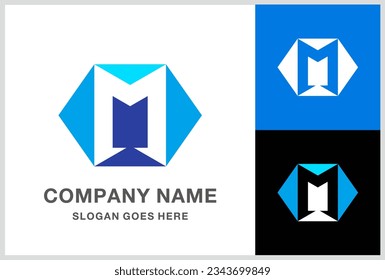 Letra monograma M Modelo de diseño de logotipo de la Compañía de negocios cubo cuadrado geométrico