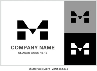 Monogramm Buchstabe M Geometrischer quadratischer Würfel Business Company Stock Vektor Logo Design Template