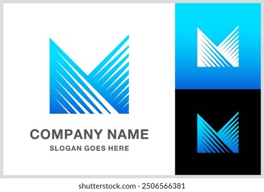 Monogram Letter M Geometric Square Cube Business Company Stock Vector Logo Design Template 