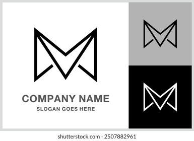 Monogram Letter M Geometric Square Cube Business Company Stock Vector Logo Design Template