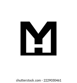 Das Monogramm ist der Buchstabe M, H und Y. Elegant und umrissen.