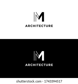 Monogram Letter M Logo Architecture Minimalist Stock Vector (Royalty ...