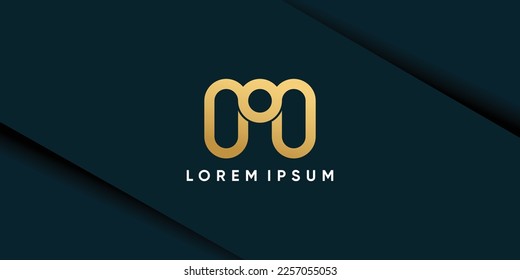 Monogram letter m logo with gold gradient creative design premium vector