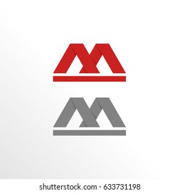 monogram letter m logo icon with red and monochrome color