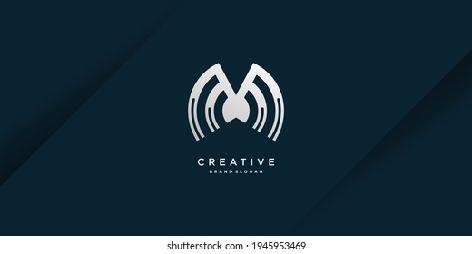 Logotipo de letra monograma M con moderno concepto creativo fresco para la parte inicial o la empresa Parte 18