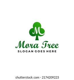 Monogram Letter M Mora Tree Symbol Logo Design
