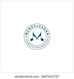 Monogram Letter M Music Note Diseño de logotipo