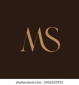 Monograma de la letra M y S que se conecta como movimientos de masaje grande para el logotipo del negocio de masaje